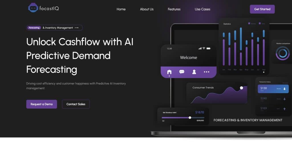 focastIQ AI predictive demand forecasting platform homepage